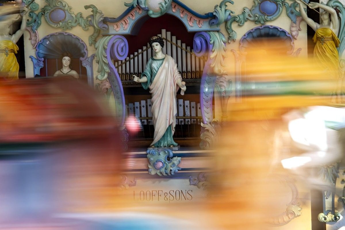 The 1895 Looff Carousel at Crescent Park in Riverside, East Providence, Rhode Island