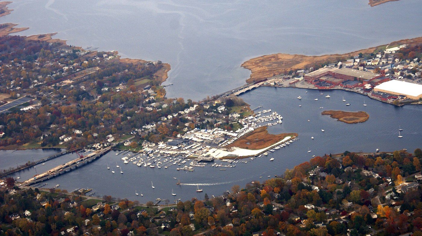 Barrington RI homes for sale - aerial view of Barrington on Narragansett Bay